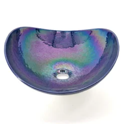 Ruvati 19 inch Murano Glass Art Vessel Seashell Decorative Pattern Bathroom sink, Celestial Blue, RVB3042