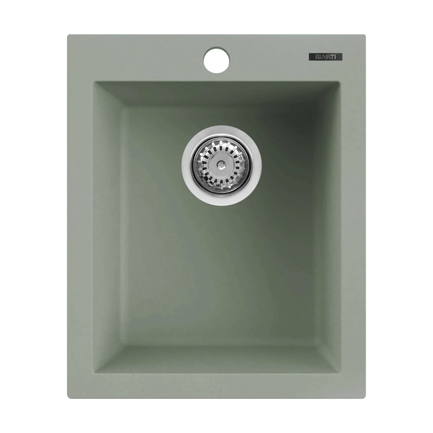 Ruvati 16 x 20 inch epiGranite Drop-in Topmount Granite Composite Single Bowl Kitchen Sink, Sage Green, RVG1016SG