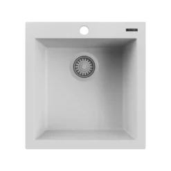 Ruvati 18 x 20 inch epiGranite Drop-in Topmount Granite Composite Single Bowl Wet Bar Prep Sink, Arctic White, RVG1018WH