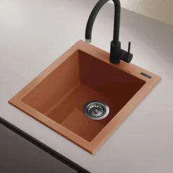 Ruvati 16 x 20 inch epiGranite Drop-in Topmount Granite Composite Single Bowl Kitchen Sink, Clay, RVG1016TC