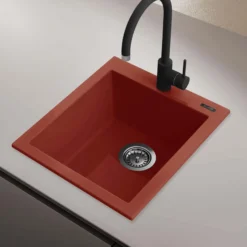 Ruvati 16 x 20 inch epiGranite Drop-in Topmount Granite Composite Single Bowl Kitchen Sink, Berry Red, RVG1016BR