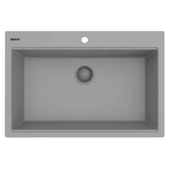 Ruvati 33 x 22 inch epiGranite Drop-in Topmount Granite Composite Single Bowl Kitchen Sink, Urban Gray, RVG1080UG