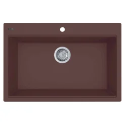Ruvati 33 x 22 inch epiGranite Drop-in Topmount Granite Composite Single Bowl Kitchen Sink, Espresso Brown, RVG1080ES