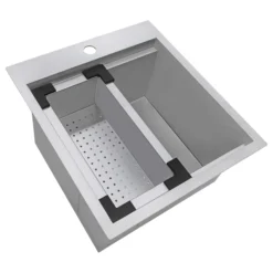 Ruvati 18 x 20 inch RV Camper Van Workstation Drop-in Topmount Bar Prep Tiny Home Sink Stainless Steel, RVH8218