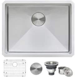 Ruvati 23" x 18" x 12" Deep Laundry Utility Sink Rounded Corners Undermount 16 Gauge Stainless Steel, RVU6125