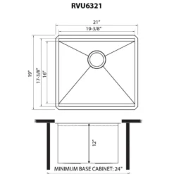Ruvati 21 x 19 x 13 inch Deep Laundry Utility Workstation Sink Undermount 16 Gauge, RVU6321
