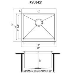 Ruvati 21 x 20 x 12 inch Drop-in Topmount Laundry Utility Workstation Sink 16 Gauge Stainless Steel, RVU6421