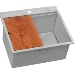 Ruvati 25 x 22 x 12 inch Drop-in Topmount Laundry Utility Workstation Sink 16 Gauge Stainless Steel, RVU6425