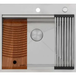 Ruvati Alto 25 x 22 x 12 inch Deep Laundry Workstation Sink with Washboard Topmount Stainless Steel, 16, RVU6553