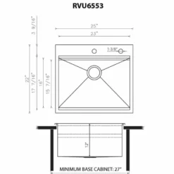 Ruvati Alto 25 x 22 x 12 inch Deep Laundry Workstation Sink with Washboard Topmount Stainless Steel, 16, RVU6553