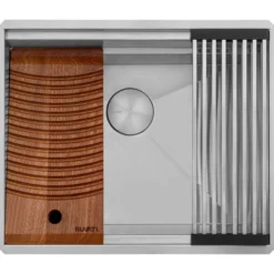 Ruvati Alto 23 x 19 x 12 inch Deep Laundry Workstation Sink with Washboard Undermount Stainless Steel, 16, RVU6525