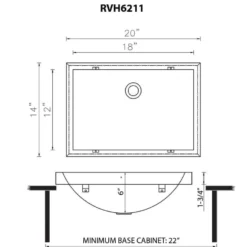 Ruvati Ariaso 20 x 14 inch Brushed Stainless Steel Rectangular Bathroom Sink Semi-Recessed- 16, RVH6211ST