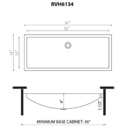 Ruvati Ariaso 34 x 14 inch Brushed Stainless Steel Rectangular Bathroom Sink Undermount, 16, RVH6134ST