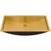 Ruvati Ariaso 30 x 14 inch Brushed Gold Polished Brass Rectangular Bathroom Sink Undermount, Stainless Steel, 16, RVH6120GG