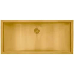 Ruvati Ariaso 30 x 14 inch Brushed Gold Polished Brass Rectangular Bathroom Sink Undermount, Stainless Steel, 16, RVH6120GG