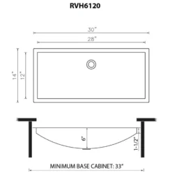 Ruvati Ariaso 30 x 14 inch Brushed Stainless Steel Rectangular Bathroom Sink Undermount, 16, RVH6120ST