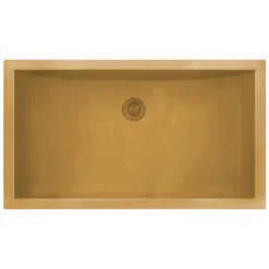 Ruvati Ariaso 34 x 14 inch Brushed Gold Polished Brass Rectangular Bathroom Sink Undermount, Stainless Steel, 16, RVH6134GG