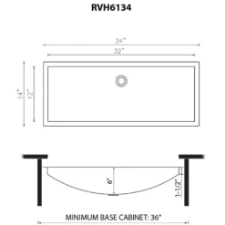Ruvati Ariaso 34 x 14 inch Brushed Gold Polished Brass Rectangular Bathroom Sink Undermount, Stainless Steel, 16, RVH6134GG
