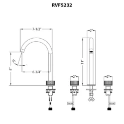 Ruvati Athena Widespread Bathroom Faucet, Brushed Gold, Knob, RVF5232SG
