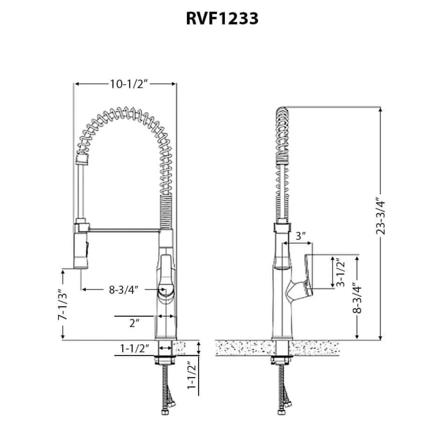 Ruvati Bianca Pre-Rinse High Arc Kitchen Faucet, Brushed Gold, Single Lever, RVF1233SG