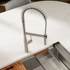 Ruvati Bianca Pre-Rinse Kitchen Faucet, Stainless Steel, Single Lever, RVF1233BN