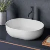 Ruvati Canali 19-inch Matte White epiStone Solid Surface Modern Bathroom Vessel Sink, RVB2119WH