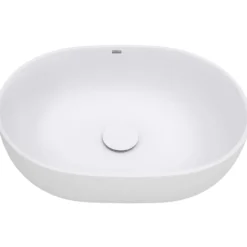 Ruvati Canali 19-inch Matte White epiStone Solid Surface Modern Bathroom Vessel Sink, RVB2119WH