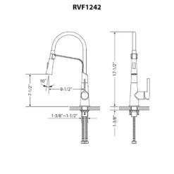Ruvati Carina Kitchen Faucet, Stainless Steel, Single Lever, RVF1242BN
