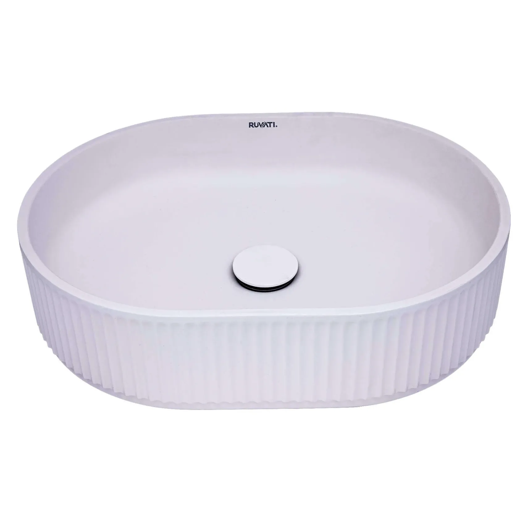 Ruvati Cordona 23" Oval Vessel Solid Surface Bathroom Sink, Matte White, RVB2823WH