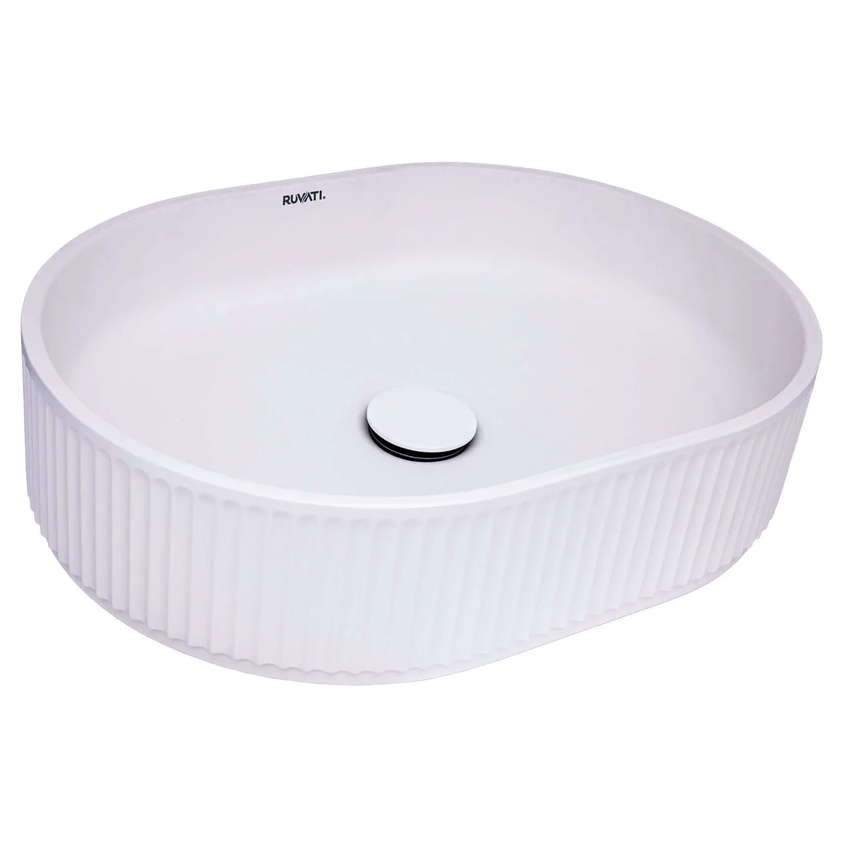Ruvati Cordona 23" Oval Vessel Solid Surface Bathroom Sink, Matte White, RVB2823WH
