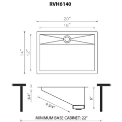 Ruvati Cresta 20 x 14 inch Gunmetal Black Stainless Steel Undermount Ramp Bathroom Sink Stainless Steel, 16, RVH6140BL