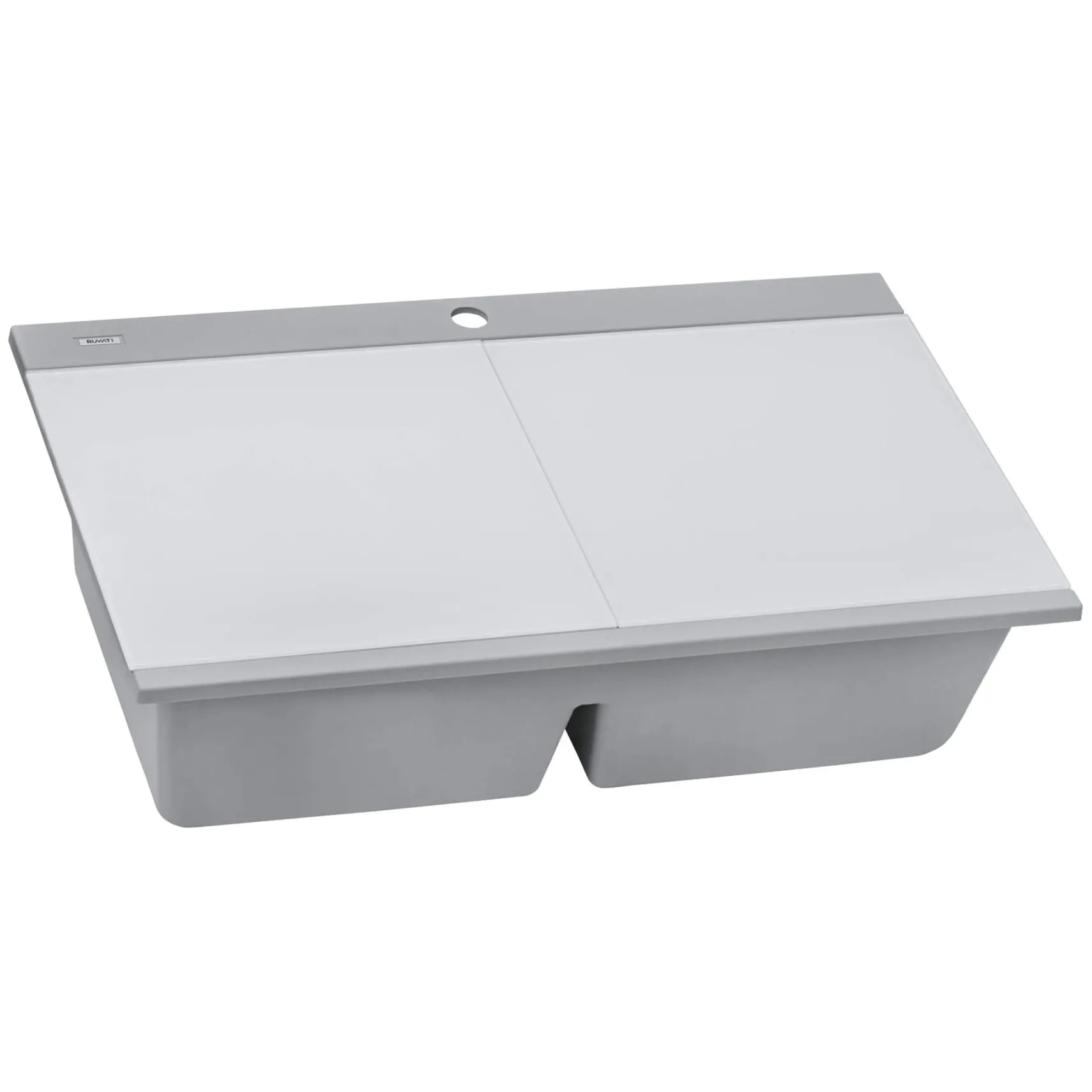 Ruvati epiGranite 34" Drop In Granite Composite Workstation Kitchen Sink, 50/50 Silver Gray, RVG1350GR