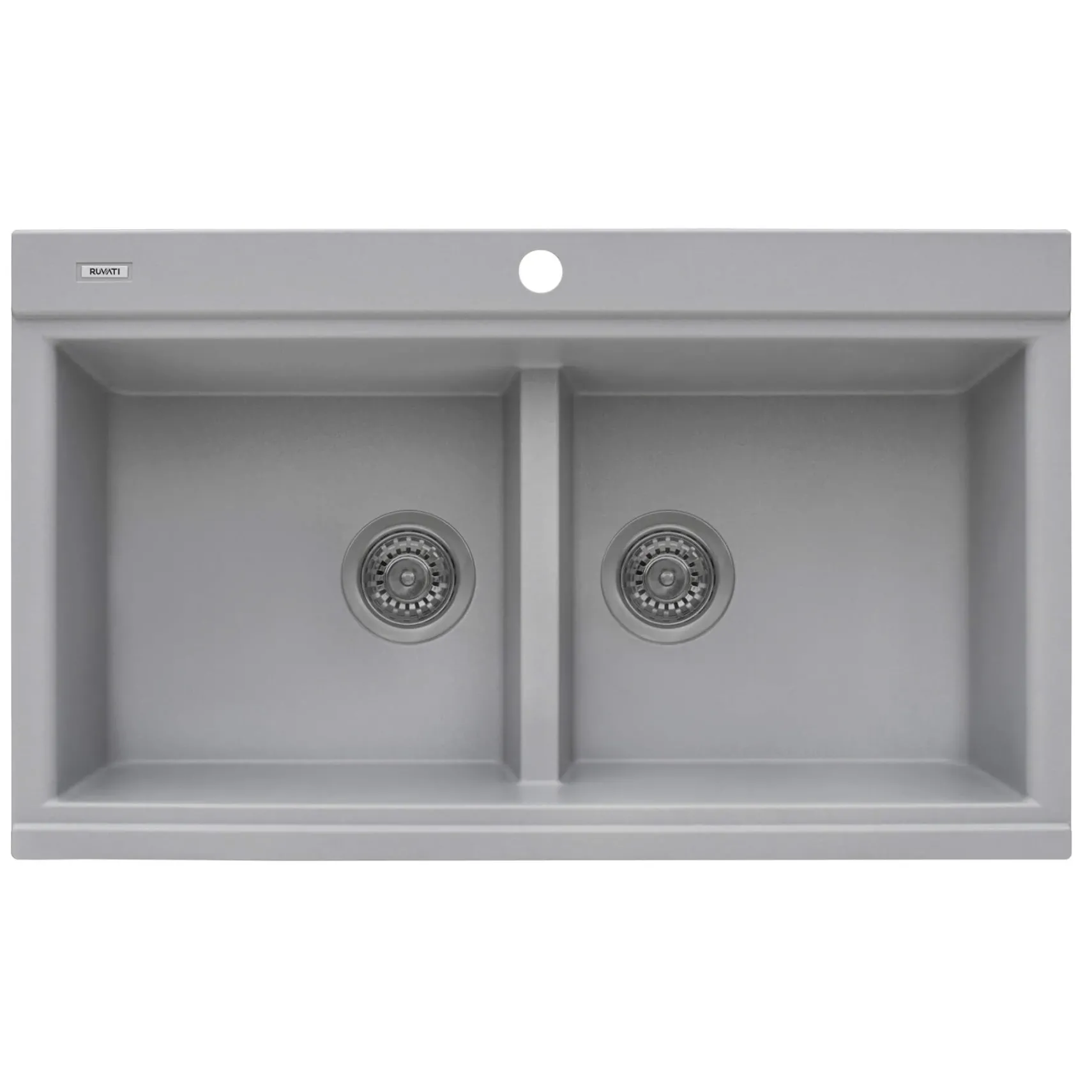 Ruvati epiGranite 34" Drop In Granite Composite Workstation Kitchen Sink, 50/50 Silver Gray, RVG1350GR