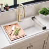 Ruvati epiGranite 33" Drop In Granite Composite Workstation Kitchen Sink, Arctic White Matte, RVG1303WH