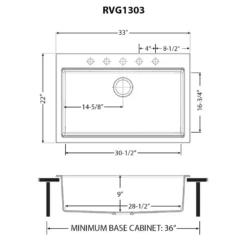 Ruvati epiGranite 33" Drop In Granite Composite Workstation Kitchen Sink, Arctic White Matte, RVG1303WH