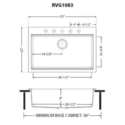 Ruvati epiGranite 33" Drop In Granite Composite Workstation Kitchen Sink, Midnight Black, RVG1083BK