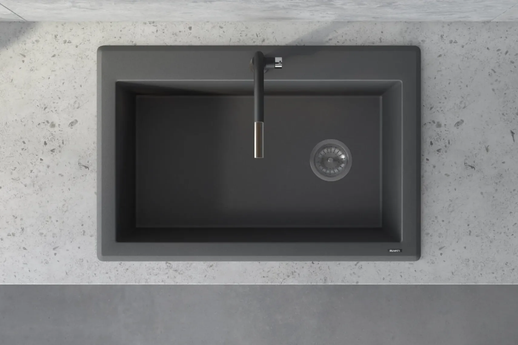 Ruvati epiGranite 33" Drop-in Topmount Granite Composite Kitchen Sink, Urban Gray, RVG1033GR