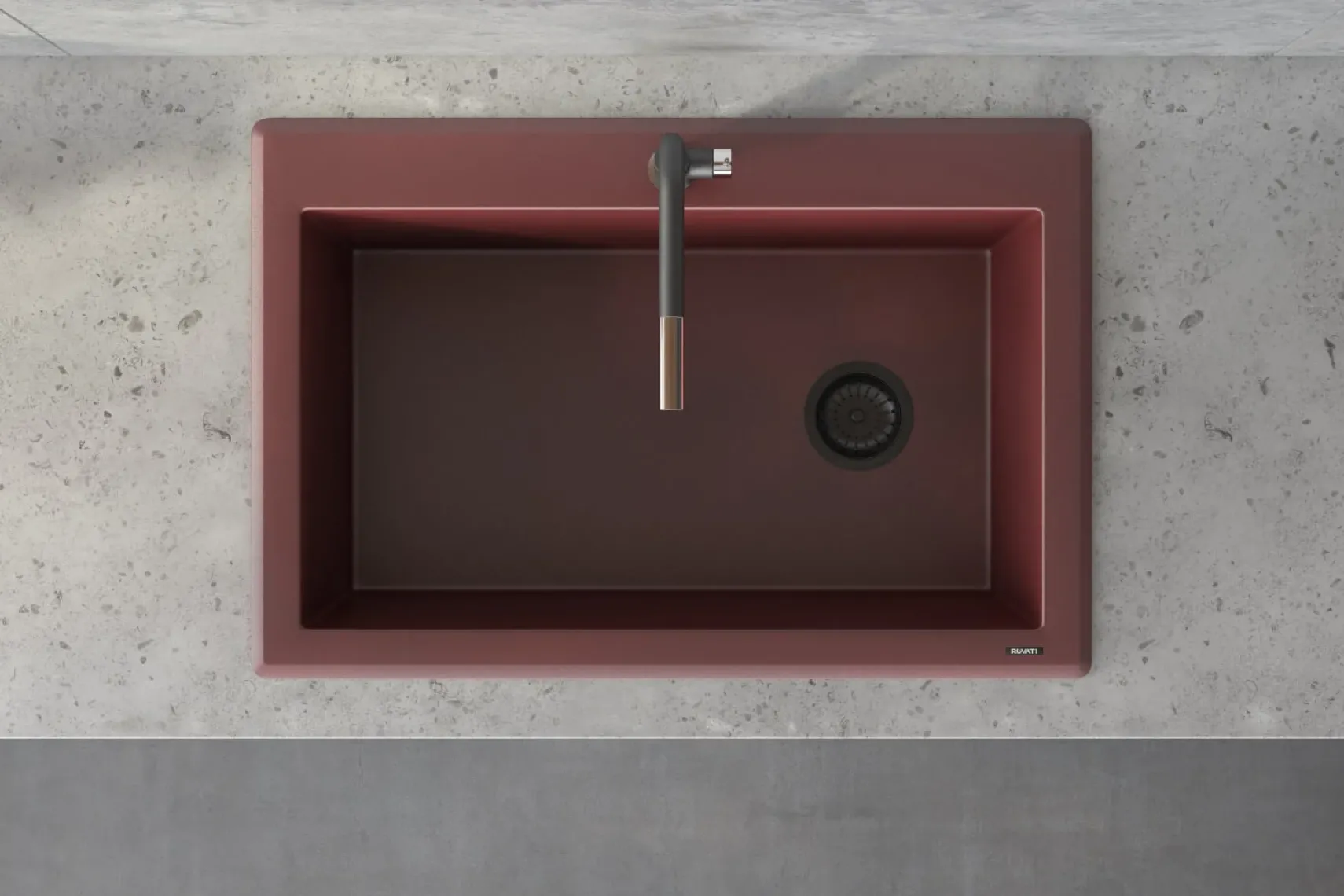Ruvati epiGranite 33" Drop-in Topmount Granite Composite Kitchen Sink, Carnelian Red, RVG1033RD