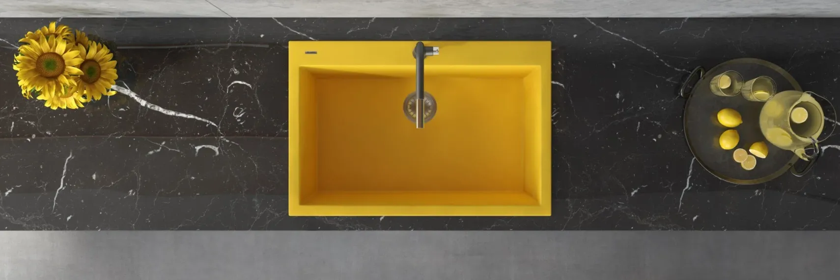Ruvati epiGranite 33" Drop-in Topmount Granite Composite Kitchen Sink, Midas Yellow, RVG1080YL
