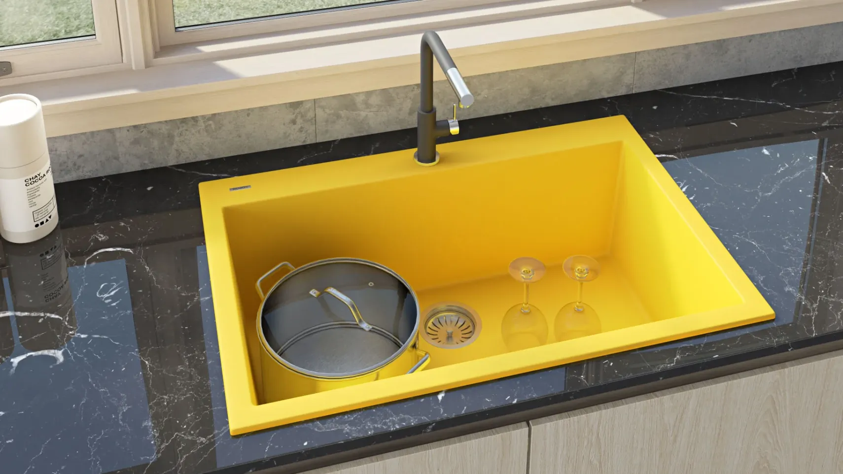 Ruvati epiGranite 33" Drop-in Topmount Granite Composite Kitchen Sink, Midas Yellow, RVG1080YL