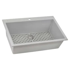 Ruvati epiGranite 30" Drop-in Topmount Granite Composite Kitchen Sink, Silver Gray, RVG1030GR