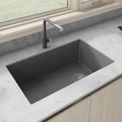 Ruvati epiGranite 32" Undermount Granite Composite Kitchen Sink, Urban Gray, RVG2033GR
