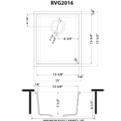Ruvati epiGranite 15 x 17 inch Granite Composite Undermount Single Bowl Wet Bar Prep Sink, Midnight Black, RVG2016BK