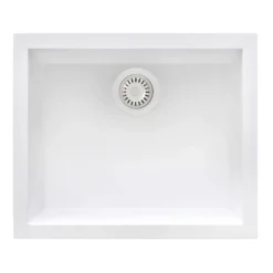 Ruvati epiGranite 21 x 17 inch Granite Composite Undermount Single Bowl Wet Bar Prep Sink, Arctic White, RVG2022WH