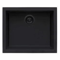 Ruvati epiGranite 21 x 17 inch Granite Composite Undermount Single Bowl Wet Bar Prep Sink, Midnight Black, RVG2022BK