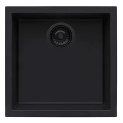 Ruvati epiGranite 17 x 17 inch Granite Composite Undermount Single Bowl Wet Bar Prep Sink, Midnight Black, RVG2018BK