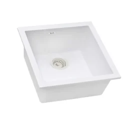 Ruvati epiGranite 17 x 17 inch Granite Composite Undermount Single Bowl Wet Bar Prep Sink, Arctic White, RVG2018WH