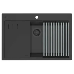 Ruvati epiStage 33-inch Granite Composite Workstation Matte Black Drop-in Topmount Kitchen Sink, RVG1306BK