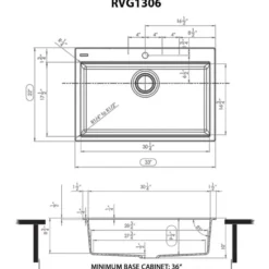 Ruvati epiStage 33-inch Granite Composite Workstation Matte Black Drop-in Topmount Kitchen Sink, RVG1306BK