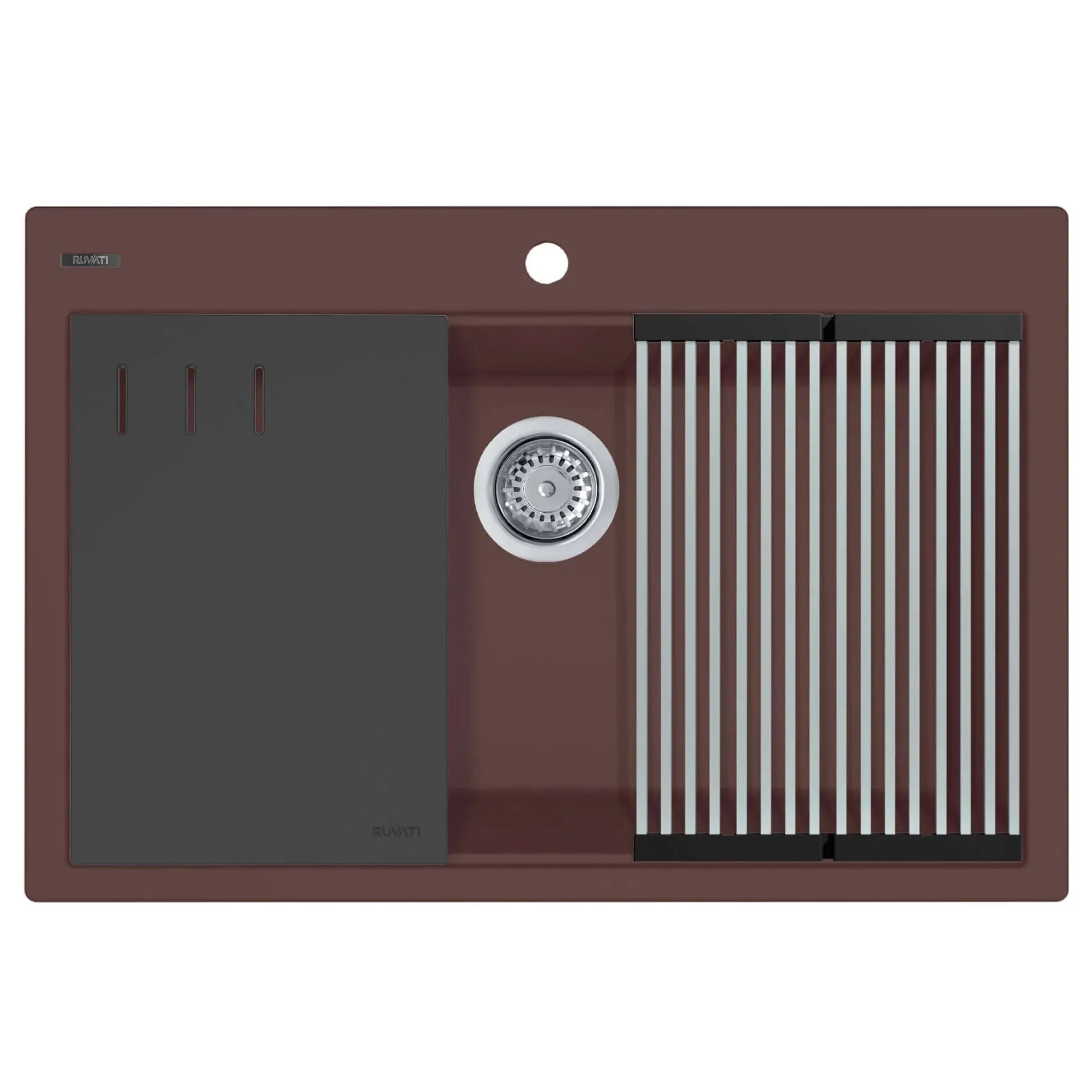Ruvati epiStage 33-inch Granite Composite Workstation Drop-in Topmount Kitchen Sink Espresso, RVG1306ES